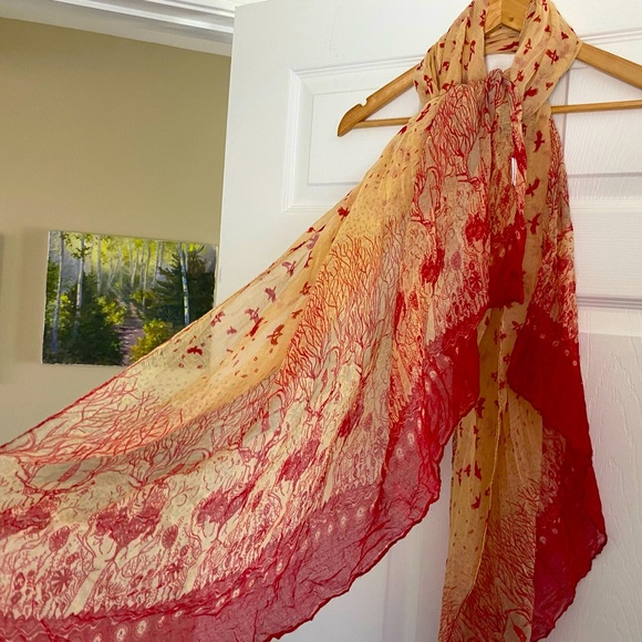 Accessories - Boho | Red Bird Deer Scarf